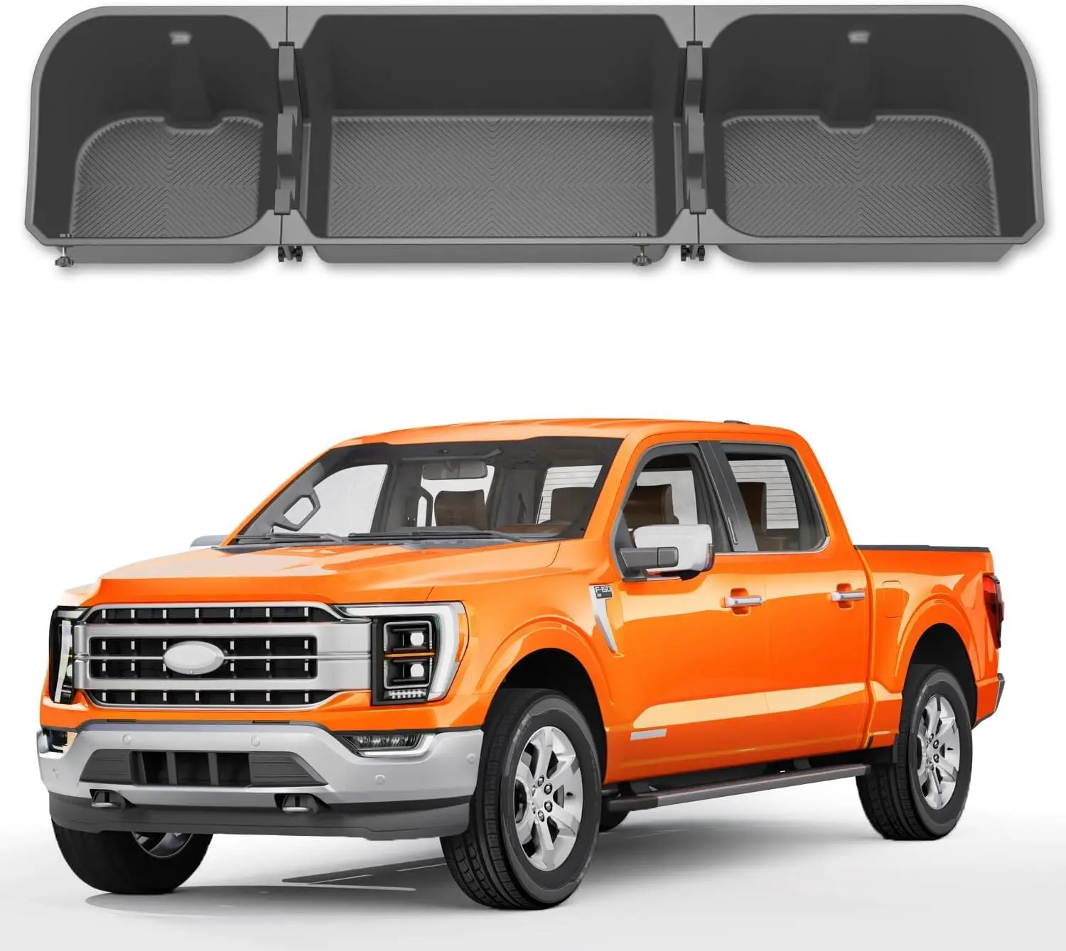 

Under Seat Storage Box for Ford F-150, F-250, Super Duty Trucks 2015-2026 - Upgraded Rear Underseat Organizer Cargo Box