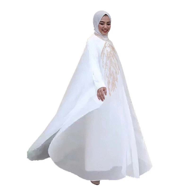 

Middle East Ramadan Morocco Africa Women's Round Neck Hot Diamond Muslim Women's Robe Malay Indonesian Dress Headscarf