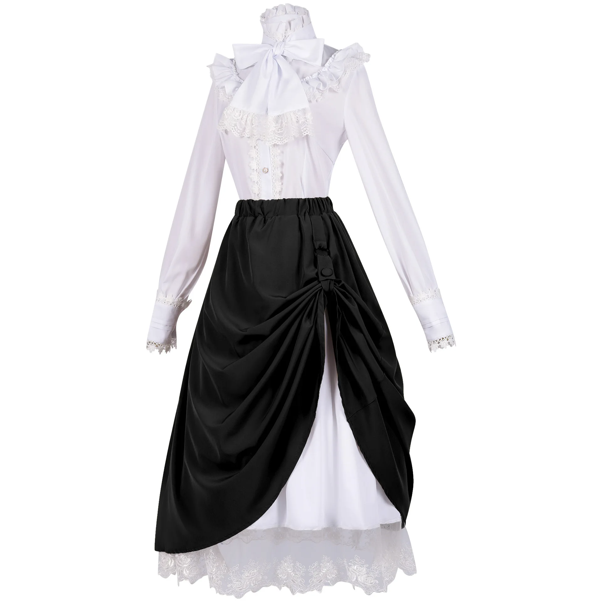 Women Renaissance Medieval Shirt Elastic Waist Party Gothic Skirt Two-Way Flared A-Line Vintage Steampunk Casual Skirts image 3