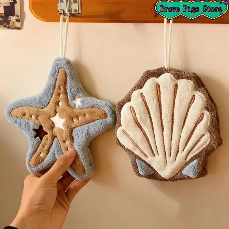 1 Pcs Water-Absorbing Soft Hand Towel Cute Starfish Shape Super For Bathroom Kitchen Washing Hands Cloth Convenient Hanging