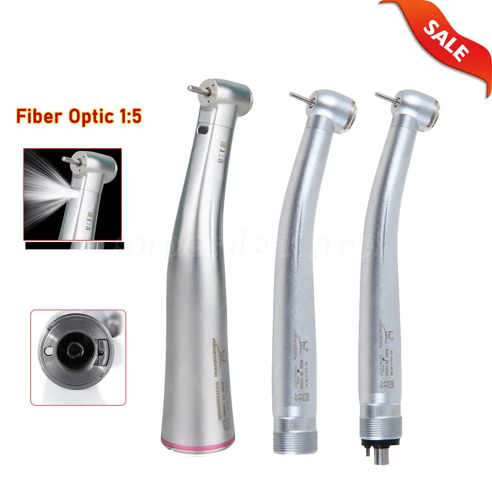 Dental High Speed Handpiece Push Button Air Turbine 2/4 Holes Fit NSK Pana Max /1:5 Fiber Optic Led Contra Angle Handpiece