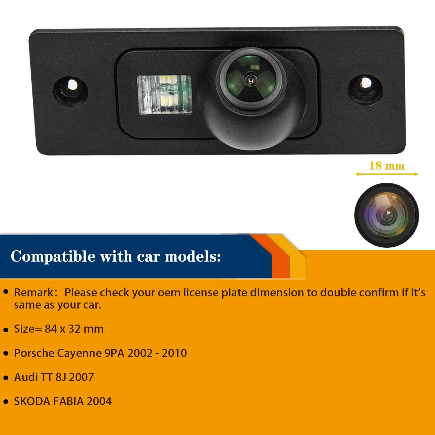 

HD 1280*720P Rear View Reversing Backup Camera for SKODA FABIA 2004, Night Vision Plate Light License Parking Camera