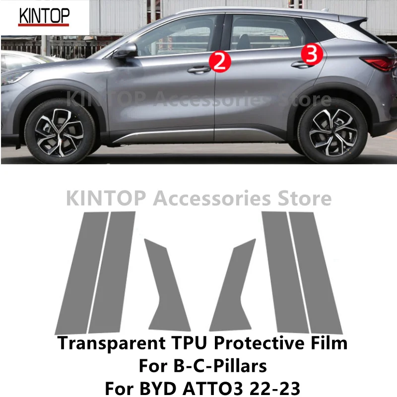 

For BYD ATTO 3/YUAN PLUS 22-23 B-C-Pillars Transparent TPU Protective Film Anti-scratch Repair Accessories Refit