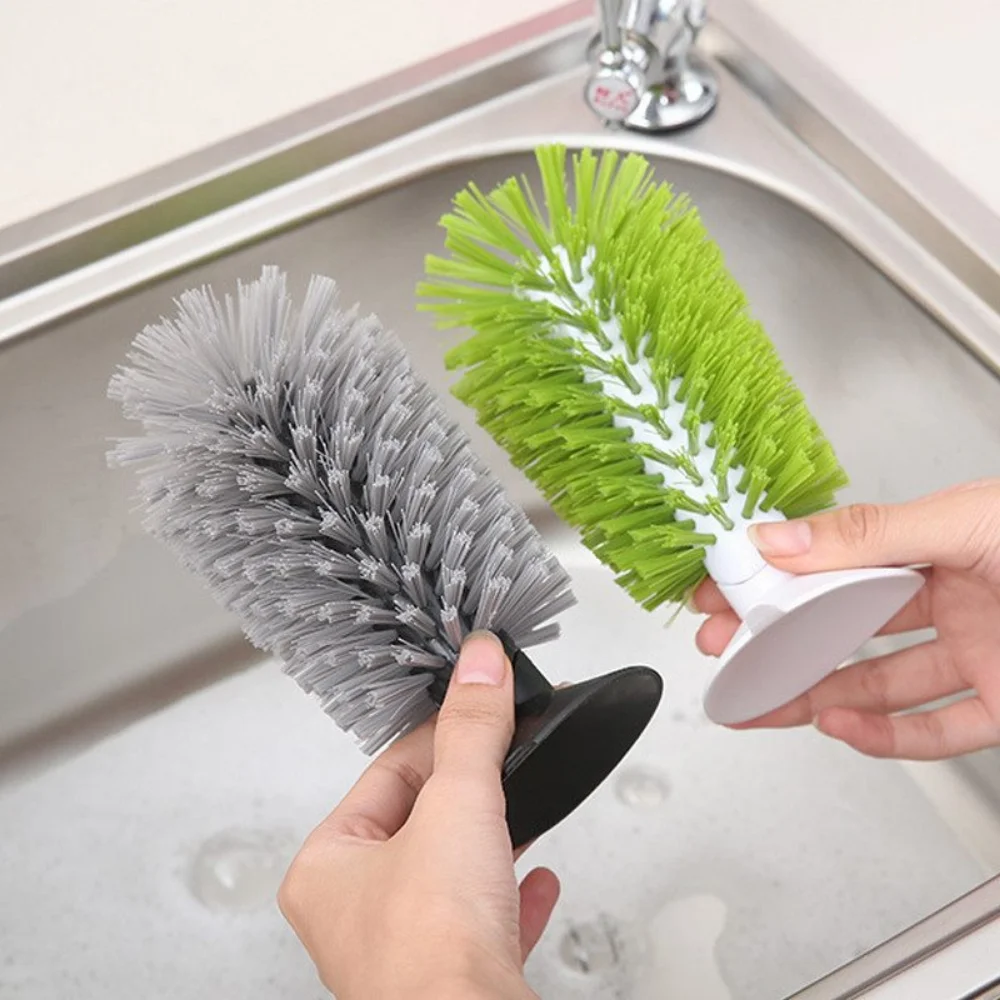 Kitchen Sink Suction Cleaning Brush Cups Goblet Mugs Clean Brushes