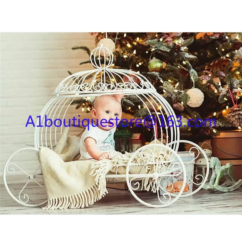 New studio photography props Children's studio photography wrought iron pumpkin car props