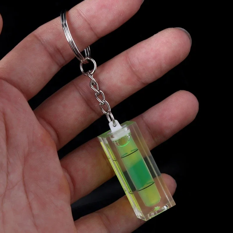 Mini Square Spirit Level Key Ring Key Chain Tool Gadget Fr Photo Wall Hanging TV Green Bubble Level Aligner Measuring Tool