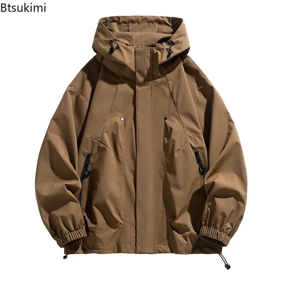 Spring Autumn New Men's Hooded Jackets Oversize 7XL 8XL Loose Casual Windbreaker Coats Male Outdoor Waterproof Softshell Jackets