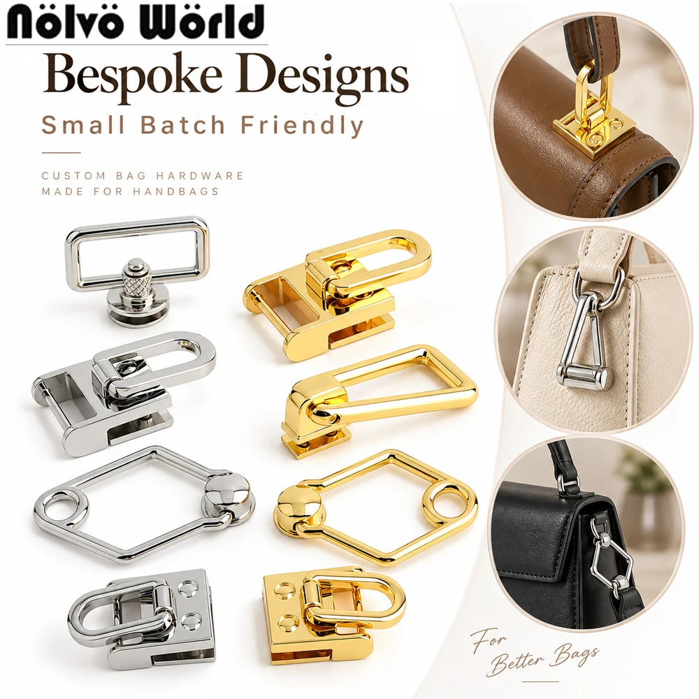10/40/60PCS Metal Side Clip Rotatable Lanyard Hook Buckle With Screws For Women's Bag Side Handle Straps Arch Bridge Accessories