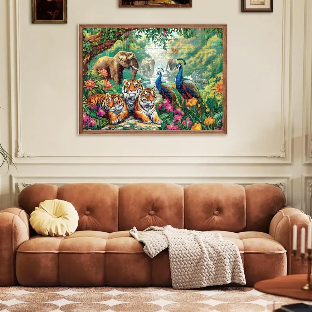 Adult Elephant Tiger Jigsaw Puzzle 1000/500/300/120 Pieces Stress Relief Entertainment Toys Puzzles Birthday Personalized Gifts