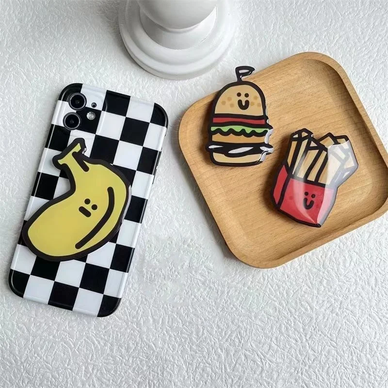 Divertente hamburger banana pieghevole supporto per impugnatura per telefono cellulare presa supporto tascabile per iPhone anello per dito Griptok supporto espandibile