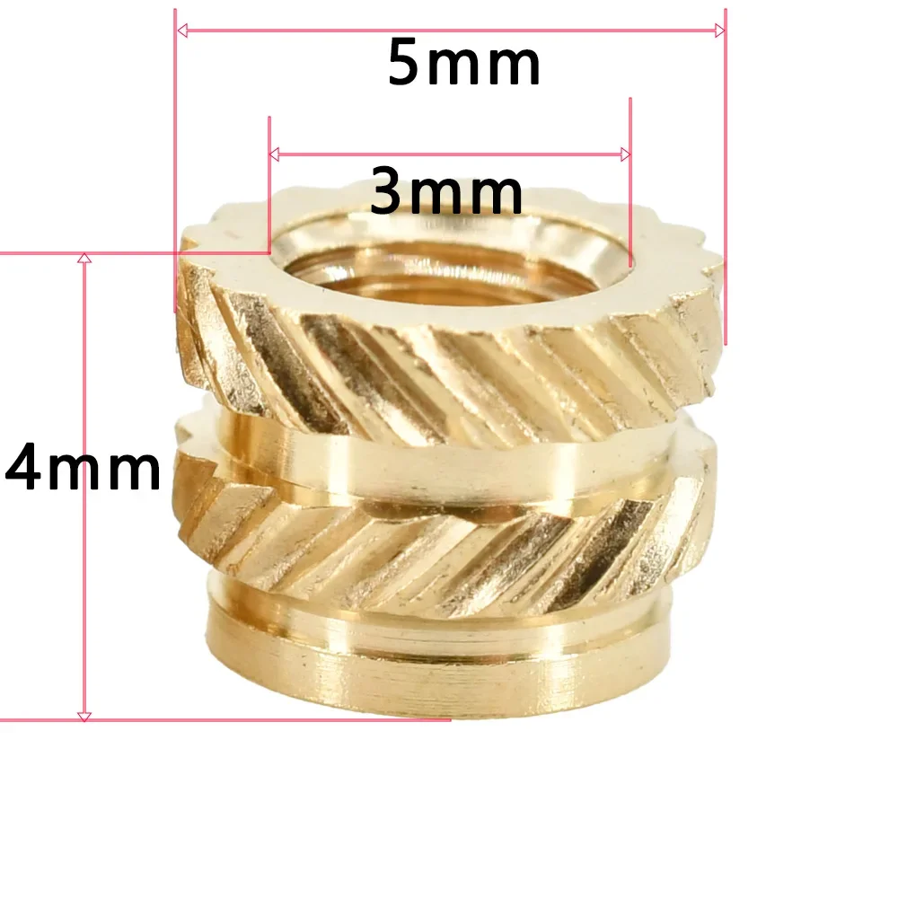 100Pcs M3x4x5 Brass Insert Nut Holt Melt Nuts 3D Printing Insertnut Heating Insertion Copper Metric Threaded Nuts