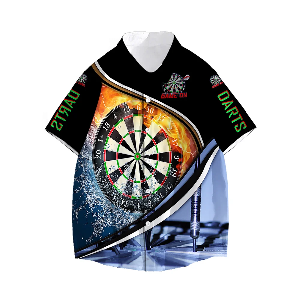 SONSPEE Summer 3D Print Shirts Dart Board Shirts Darts Throw Game Shirts Short Sleeve Shirts Fashion Oversized Tops For Men