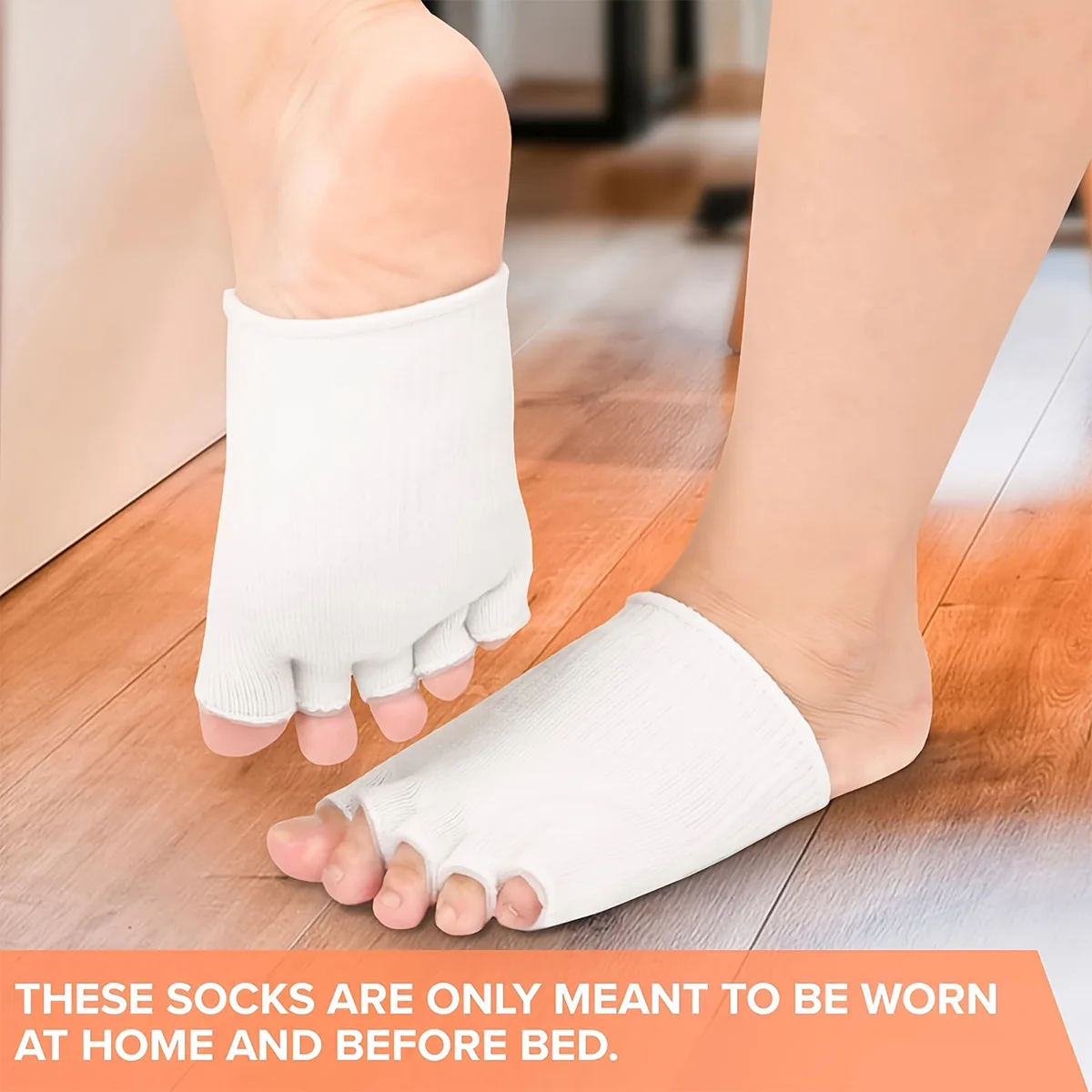 1 Pair Cotton Fiber Gel Split Toe Open Toe White Half Five Toe Socks With Gel - Half Toe Socks