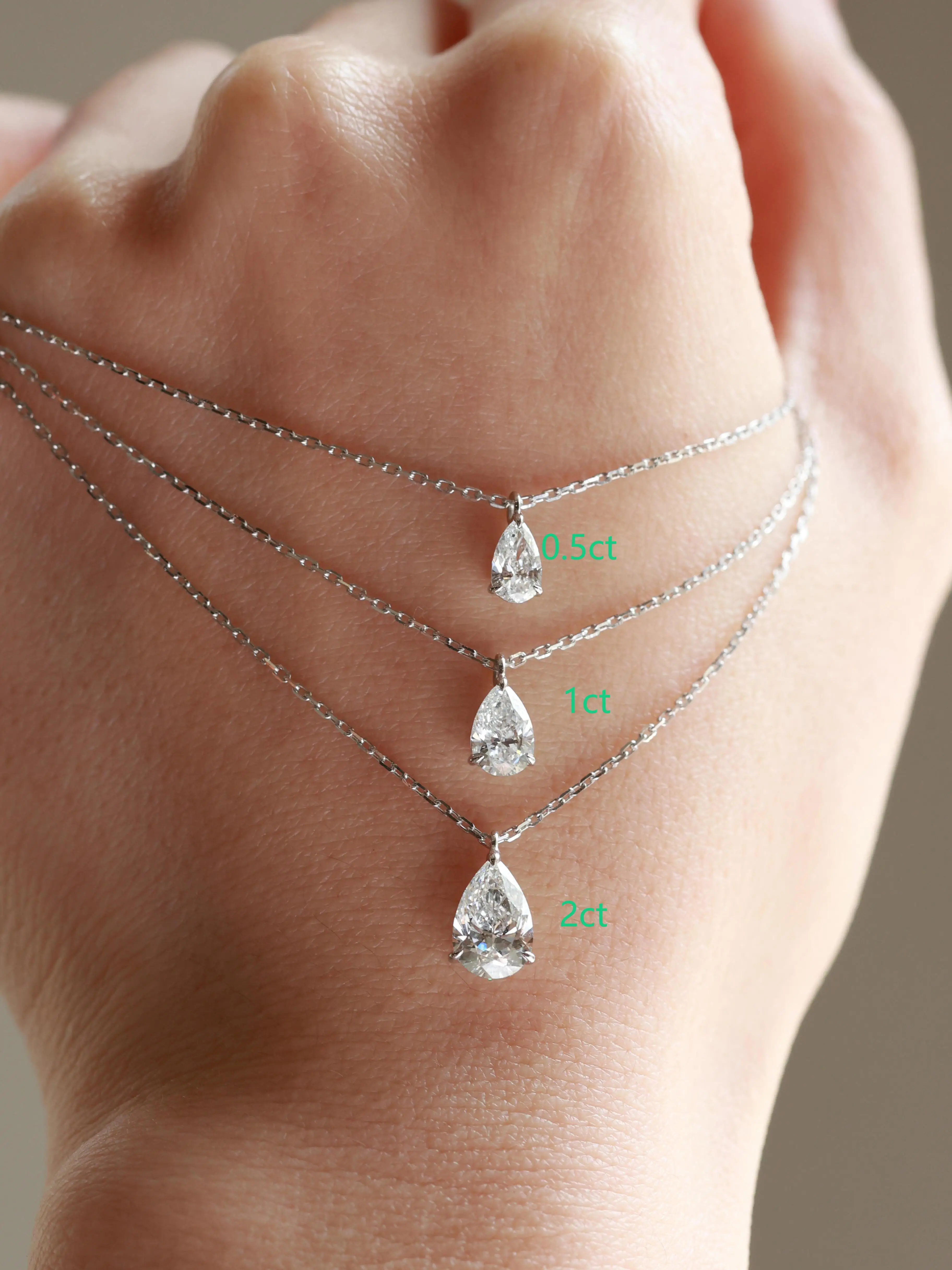 18K Gold Solid Lab-Grown Diamond 1-Carat D VVS Teardrop Diamond Necklace - Valentine's Day Gift, High-End Custom Jewelry