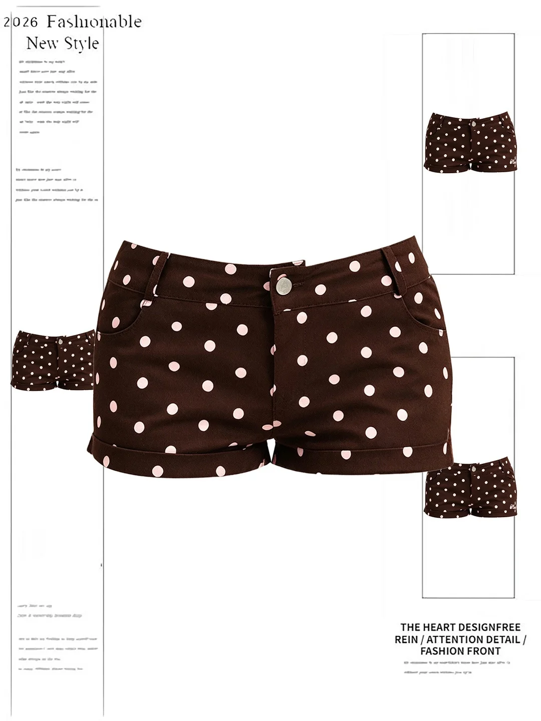 

Stunning Polka Dot Letter Embroidery Straight Leg Shorts Retro Street Style American Trendy Hot Pants High Waist Wide Leg Jeans