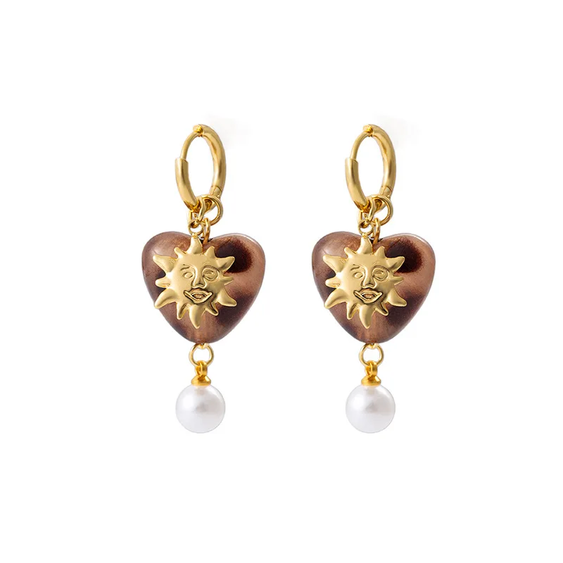 

Light Luxury Fashion Heart Leopard Print Earrings, Amber Color Maillard Style High-end Earrings, Versatile Jewelry Gifts for Wom