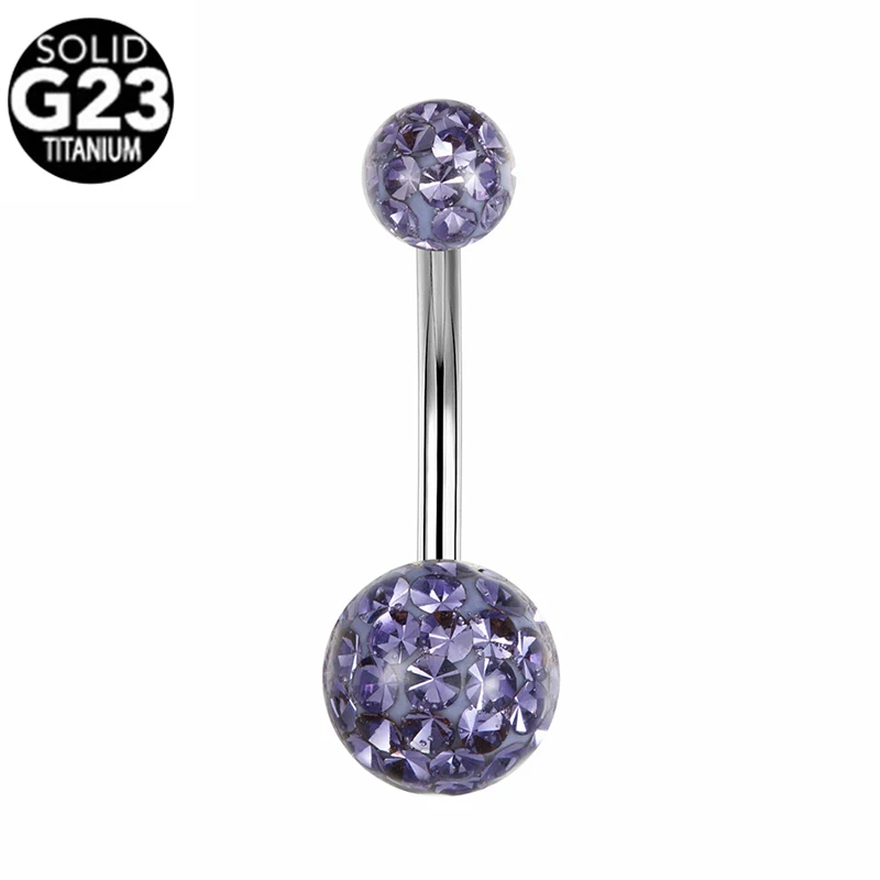 1Pc G23 Titanium CZ Belly Button Ring Waterproof Beach Accessory Navel Piercing Earring 16G Titanium Rod Bohe Women Body jewelry