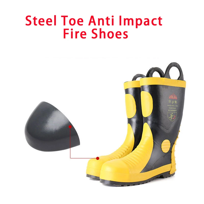 Imagem -05 - Cabeça de Aço e Chapa de Aço Chuva Tênis Sapatos de Água Botas de Extinção de Incêndio e Proteção Inspeção de Perfuração de Fogo Anti Smashing