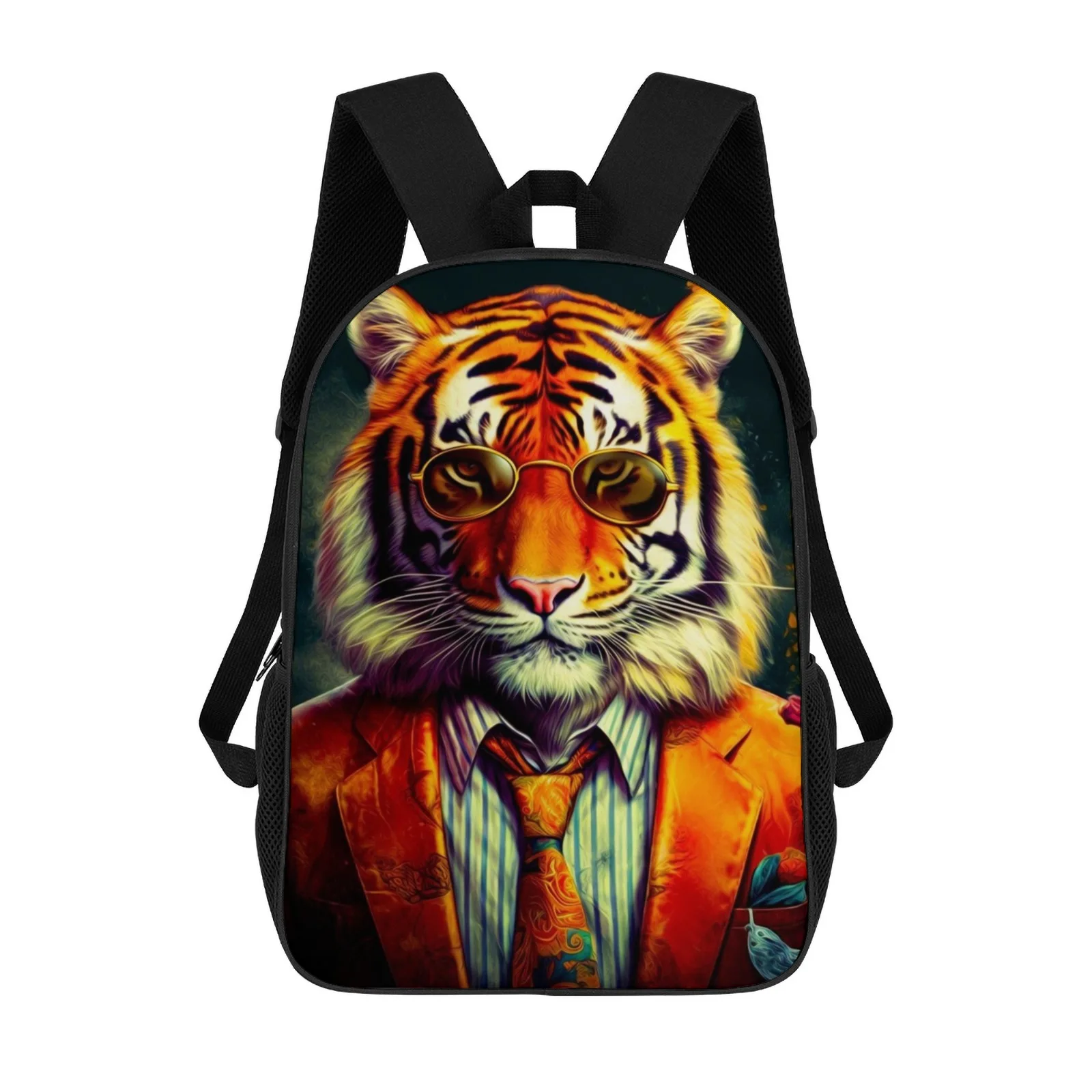 

Mr Tiger Mochilas Escolares Рюкзак на молнии с принтом Сумка для книг «Снова в школу» 17-дюймовый школьный рюкзак Сумка