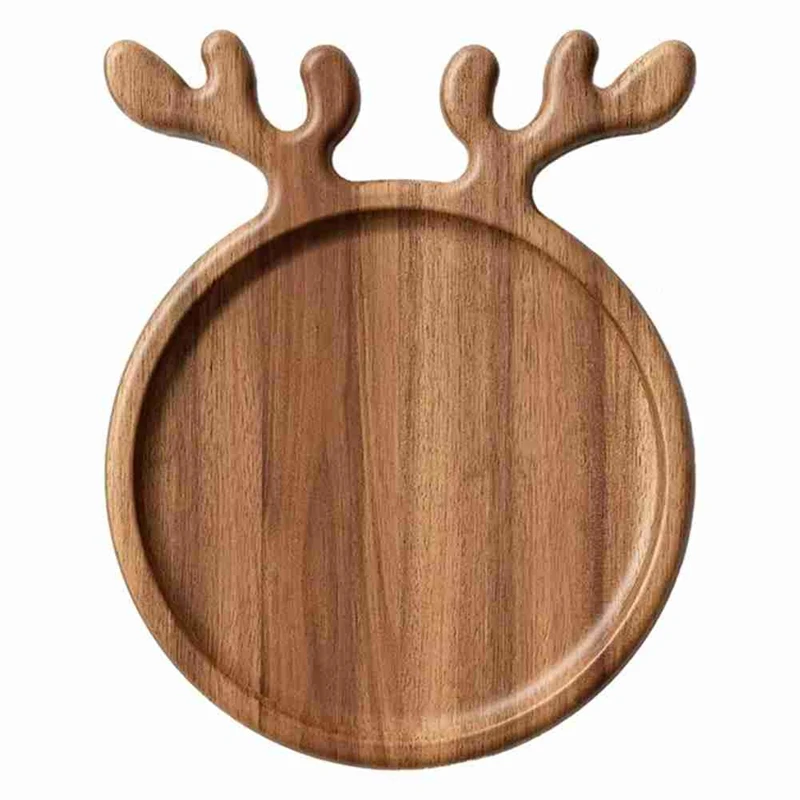 

Wood Christmas Tray Christmas Tree Fruit Bowl Home Snack Plate Candy Dish Melon Seeds Dried Fruit Pizza Plate