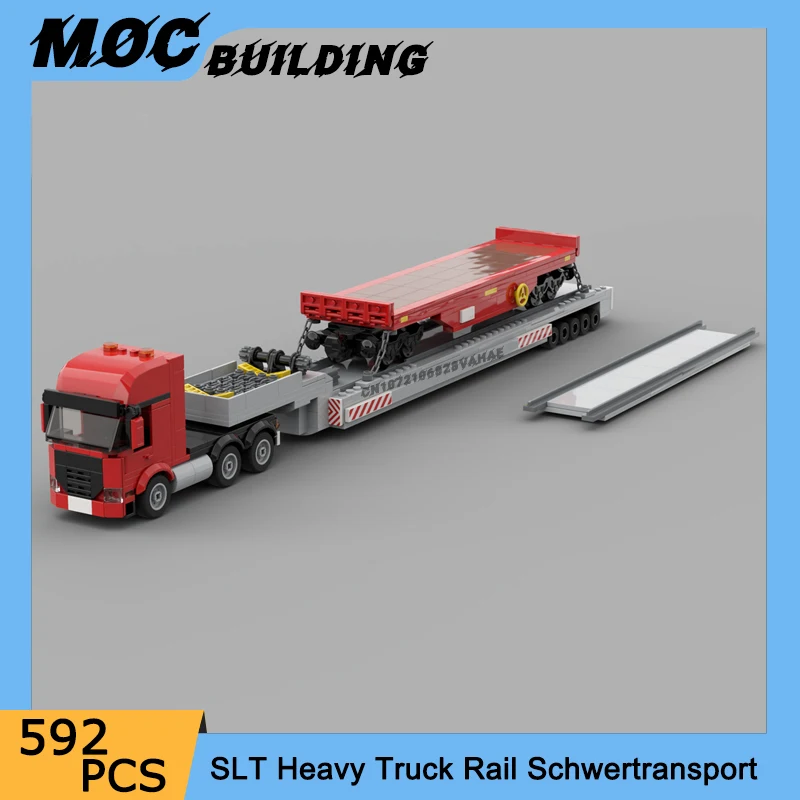 Bloques de construcción MOC, vehículo de transporte urbano, modelo de camión pesado, bricolaje, montar ladrillos, coche Schwertransport, juguetes, regalos creativos de navidad
