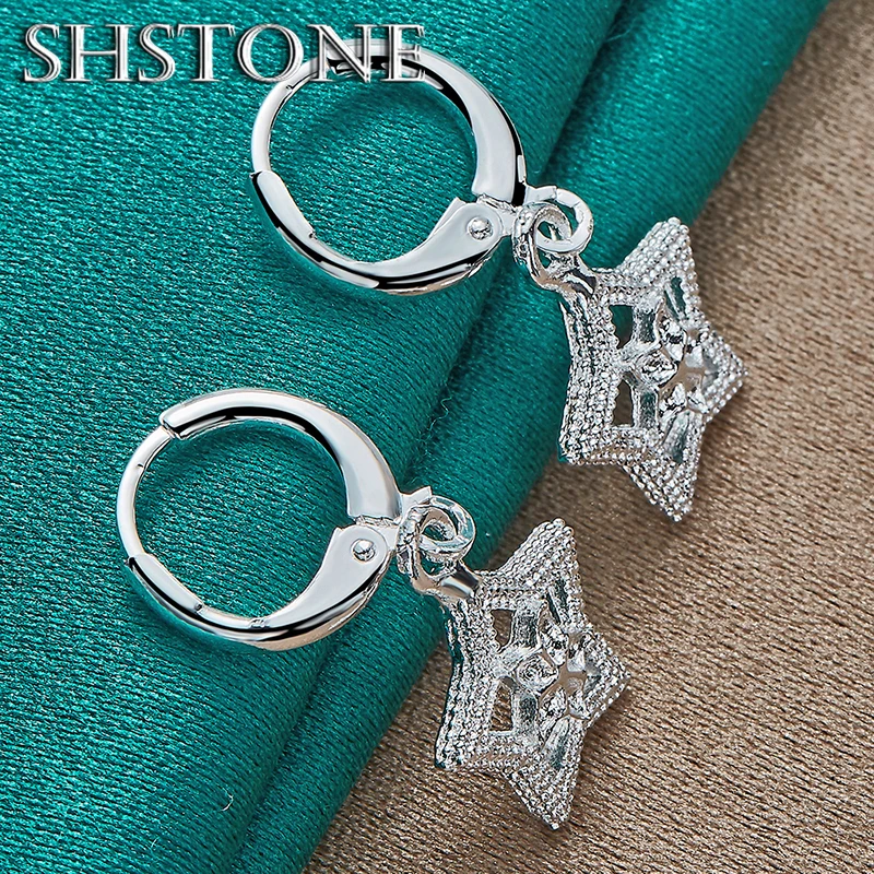 Cute Star Earrings 925 Sterling Silver Drop Earrings For Lady Wedding Party Girls' Birthday Gifts Jewelry Charm Accessories