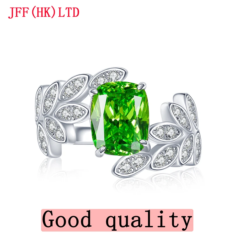 

Leaves Apple Green 925 sterling silver small fresh ring imitation diamond 100% 18K gold 100% 9K gold ring Wedding ring