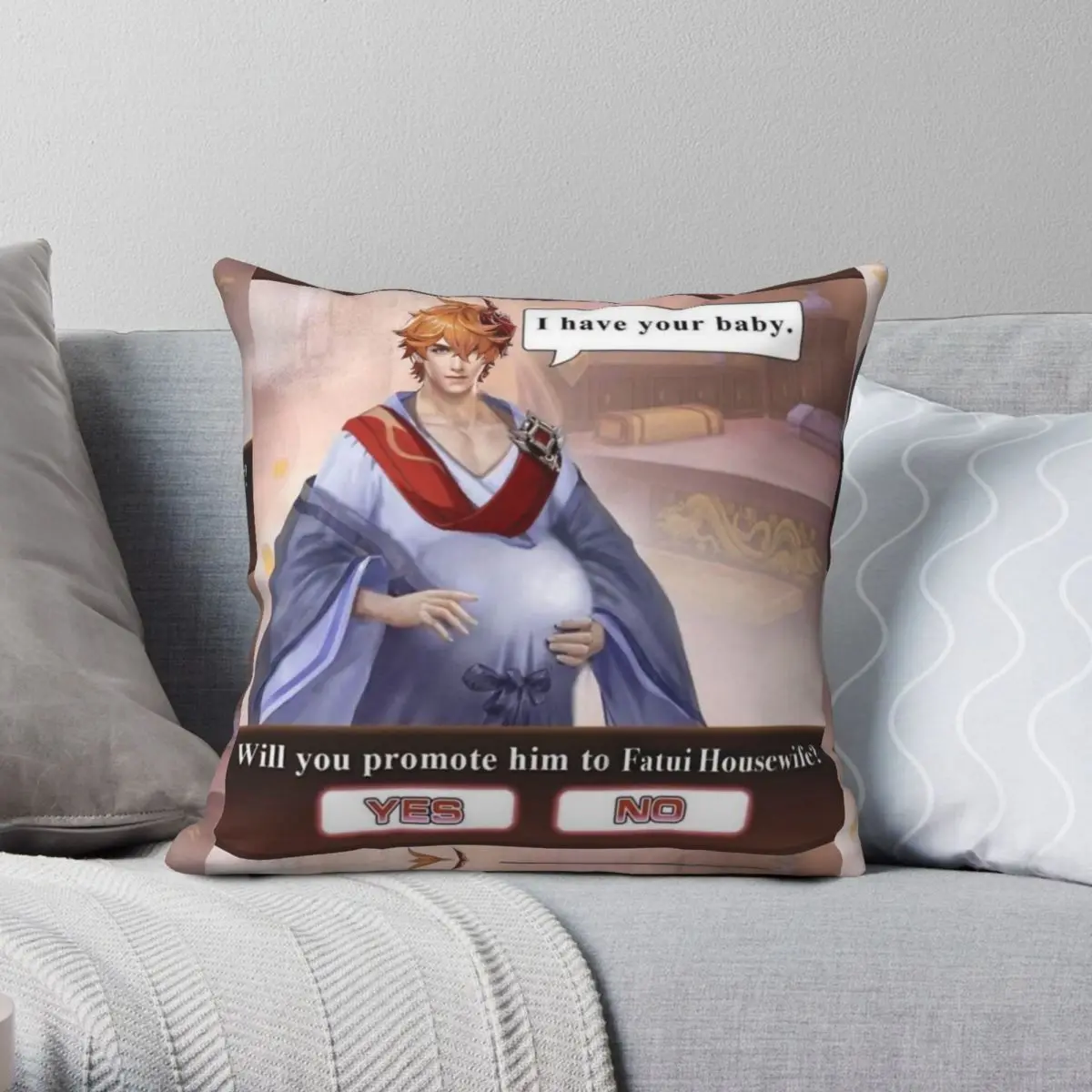 

Genshin Impact Fatui Housewife Pillowcase Polyester Linen Velvet Pattern Zip Decor Throw Pillow Case Sofa Cushion Cover