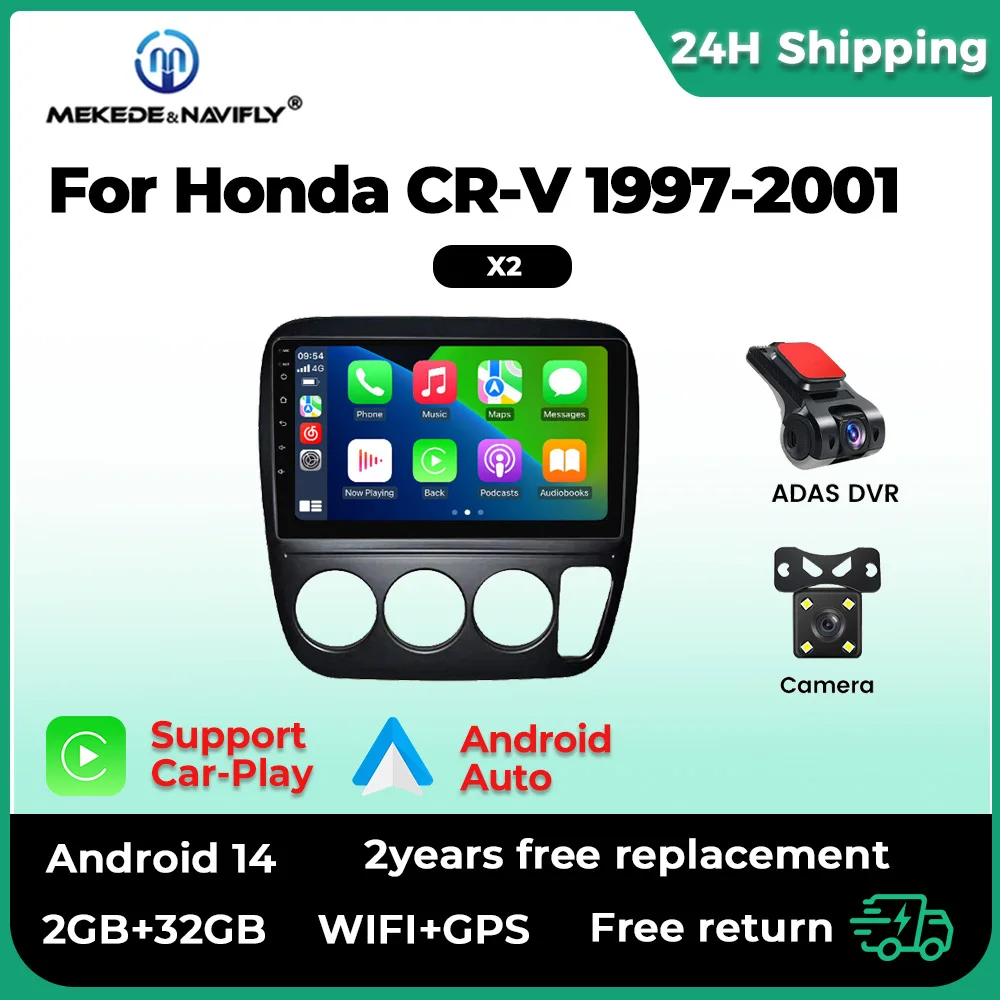 

MEKEDE 9inch Android 14.0 Autoradio For Honda CR-V 1997-2001 Car Intelligent Multimedia Radio 2 Din CarPlay Audio Stereo Player