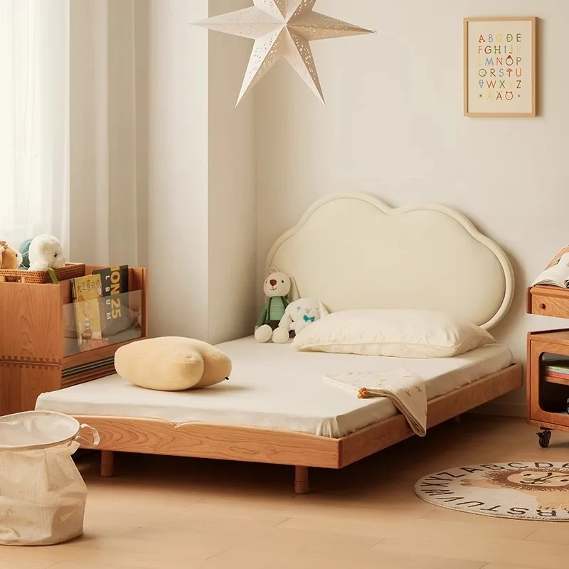 Cherry wood single children's bed solid wood single bed children's room bedroom furniture boy girl bed