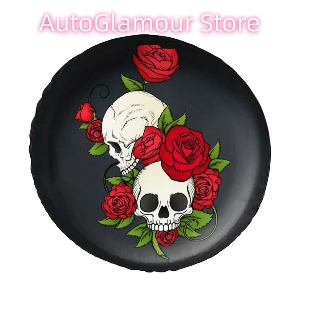

Чехол для запасного колеса с цветком черепа, водонепроницаемый пыленепроницаемый универсальный чехол для колесных шин, подходит для прицепа, внедорожника, грузовика, кемпера, аксессуары