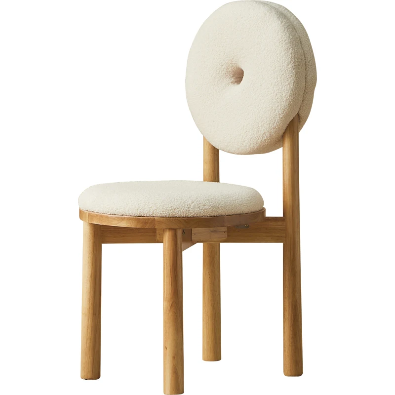 

Cream Style Solid Wood Dining Chair Modern Minimalist French Creative Nordic Designer Casual Armchair