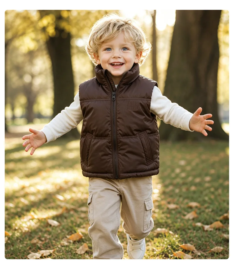 Dicke Weiche Weste für Jungen und Mädchen, Kinder Herbst Winter Winddichte Warme Weste, Baby Freizeitweste, Schüler Outdoor Campus Sportweste, Kinder – Detail 17