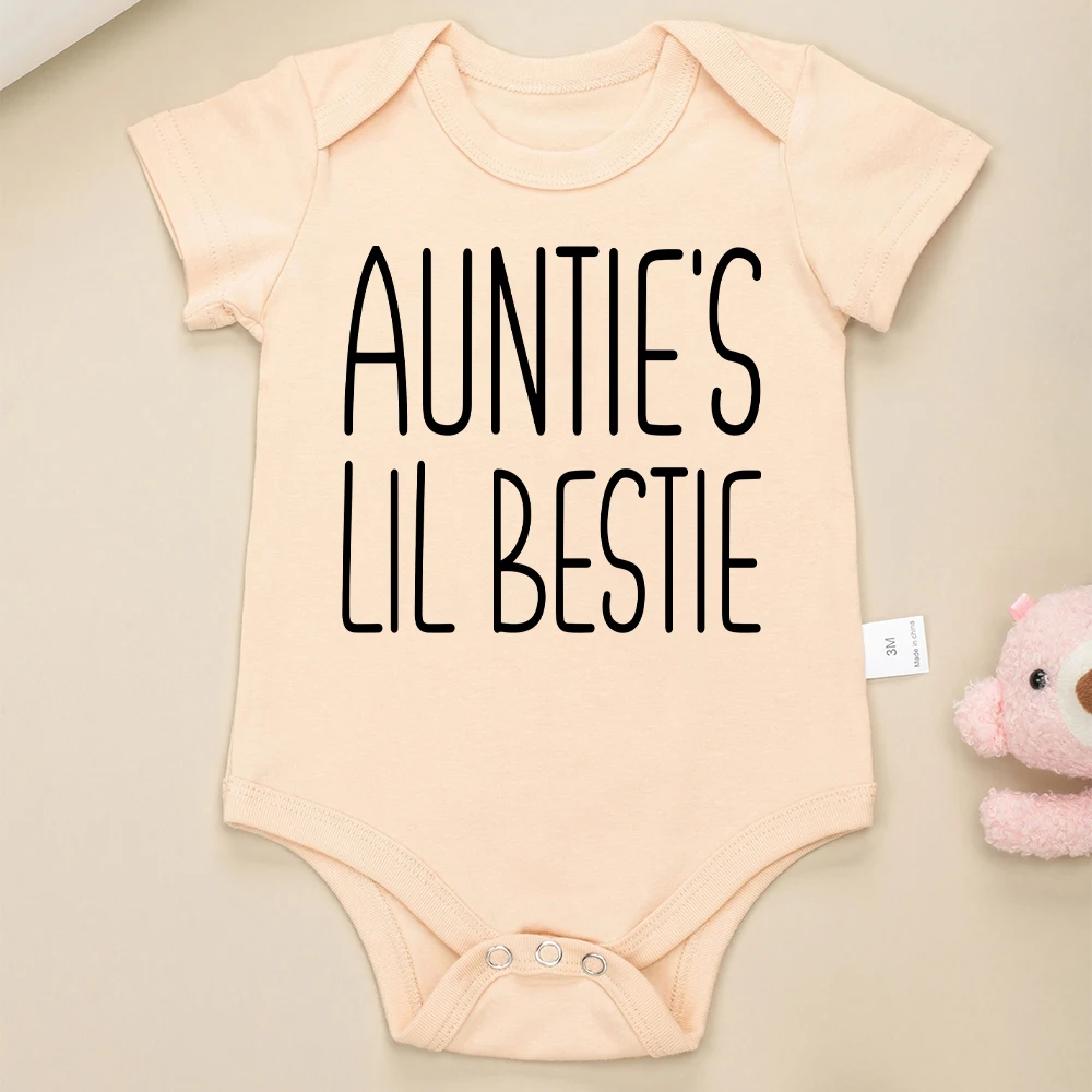 Auntie\'s Little Bestie Cute Baby Girl Clothes Beautiful Cozy Soft Newborn Cotton Onesies 0-24 Months Infant Romper Dropshipping