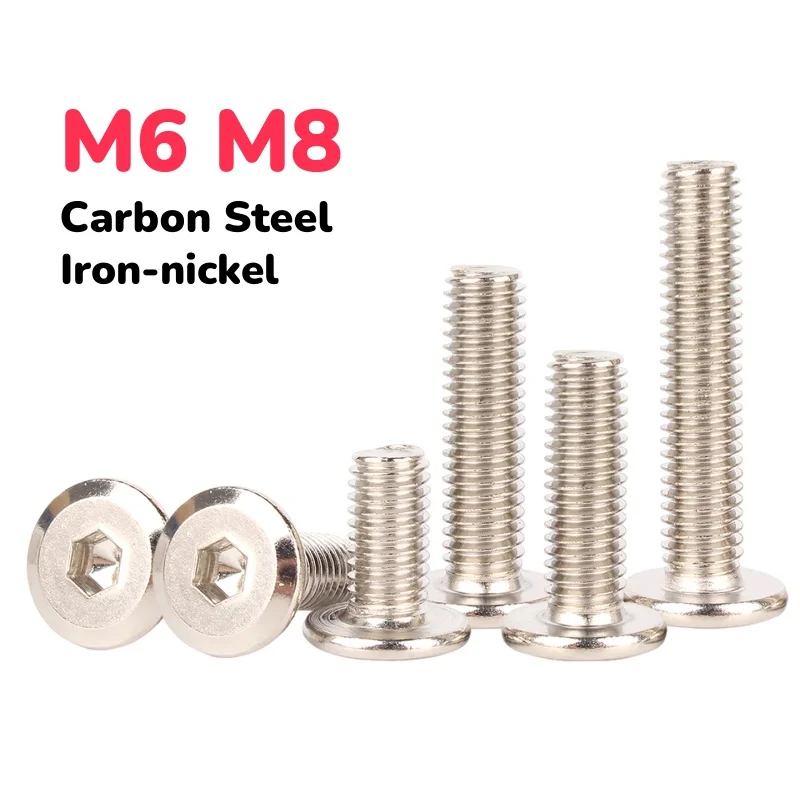 

M6 M8 Carbon Steel Iron-nickel Large Flat Allen Hex Hexagon Head Furniture Bolts Furniture Screws