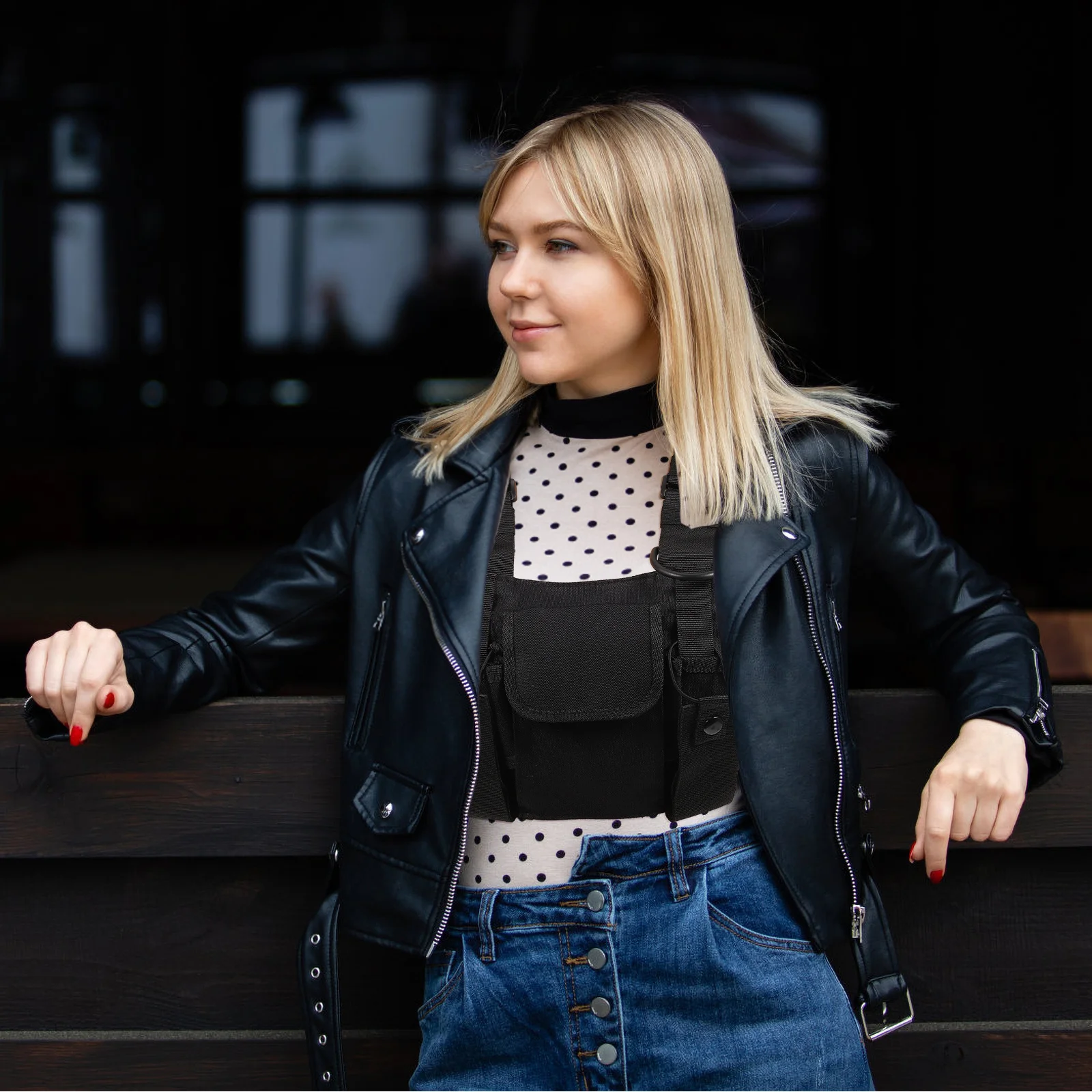 

Chest Pack Tactical Vest For Outdoor Activities Quick Release Radio Harness Holder Walkie Chest Rig Front