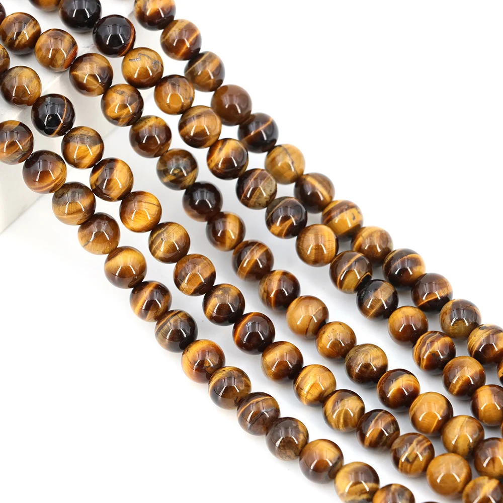 2mm/3mm/4mm/6mm/8mm/10/12mm Real Natural Tiger Eye Stone Beads for Jewelry Making Brown Smooth Beaded Armbandjes Gem Accessories