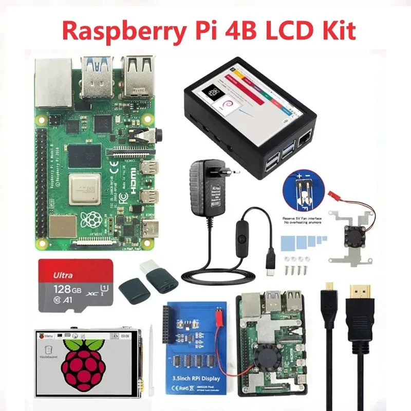 

Raspberry Pi 4 Model B Kit 1GB 2GB 4GB 8GB карта памяти охлаждающий вентилятор HD видеокабель питания для Raspberry Pi 4 B