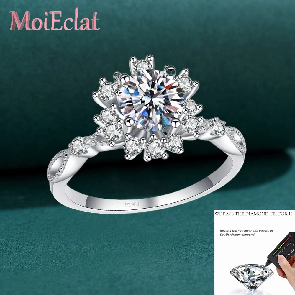 

Романтическое обручальное кольцо, платина Pt950, кольцо с бриллиантом для любителей богатых бутонов цветов 0,5/1 карат, муассанит для женщин, День святого Валентина