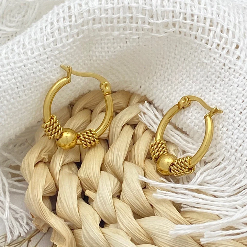 ZAKOL 316L Edelstahl Goldene Hohlgeflechtte Ohrringe in Kreisform für Damen, modischer Ohrschmuck, Partygeschenk für Damen – Detail 6