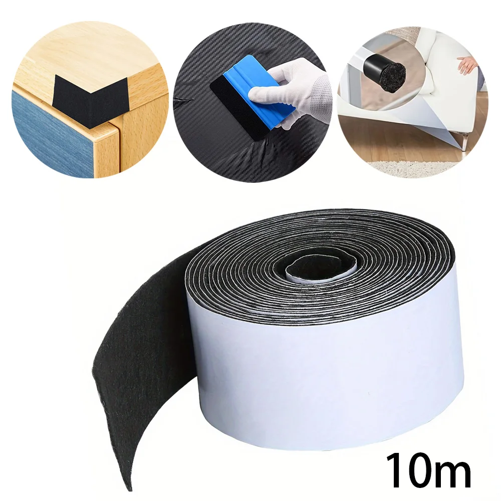 

Car film and cloth Self Adhesive Felt Tape for Furniture - Black Polyester StripPack Multi purpose 10m can be cut