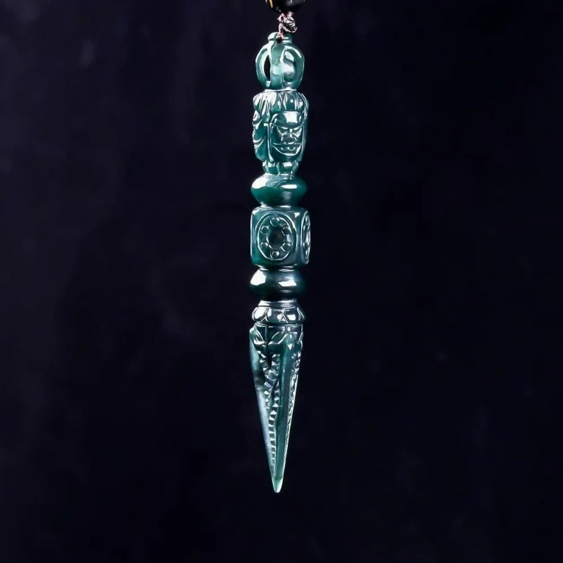 Natural Jade A-grade Diamond Pestle Pendant High-end Atmospheric Men's Necklace Accessories Jewelry Amulet Gift