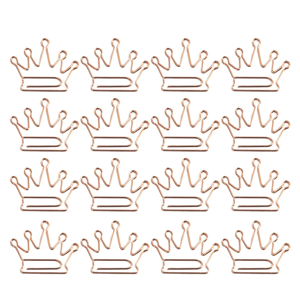 24 stuks roségouden paperclips kroonvormige metalen bladwijzers decoratieve papierhouders kantoor schoolbenodigdheden geldclip brief