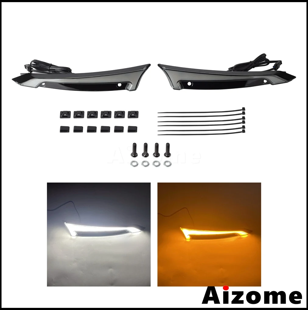 Motorcycle Windshield Decorative LED Trim Lights For Harley Touring Road Glide 15-Up Wind Screen Side Turn Signal Running Lamp