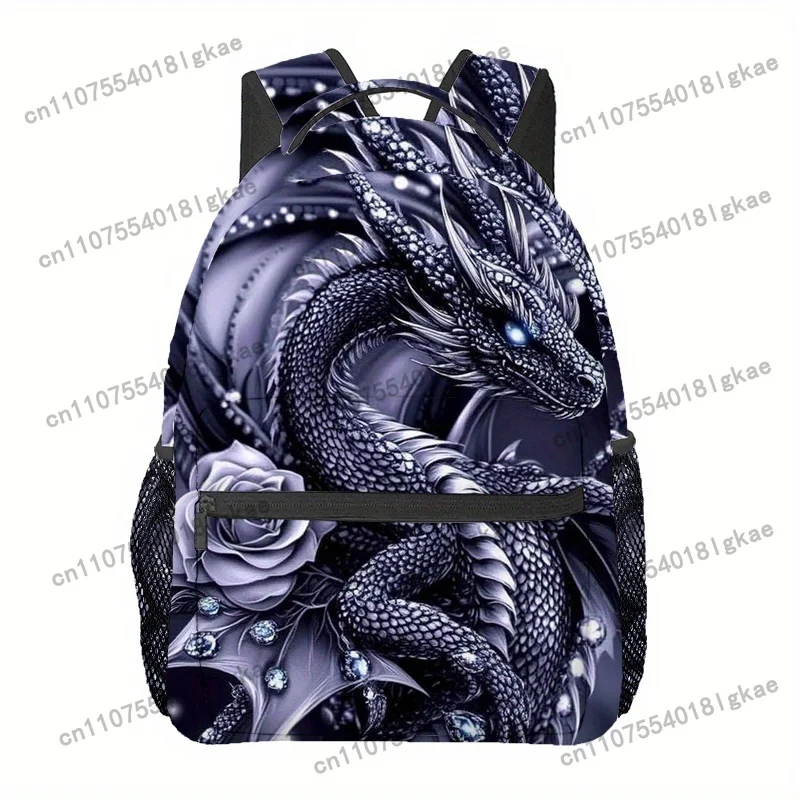 Rose Dragon (3) Outdoor Sports Double Shoulder Backpack, Adjustable Comfortable Straps Suitable for Hiking Beach Travel Yoga