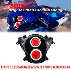 1X Full LED Front Headlight Assembly For Suzuki GSXR600 GSX R600 R750 GSXR750 2006-2007 Custom Modified Motorcycle Demon Eyes