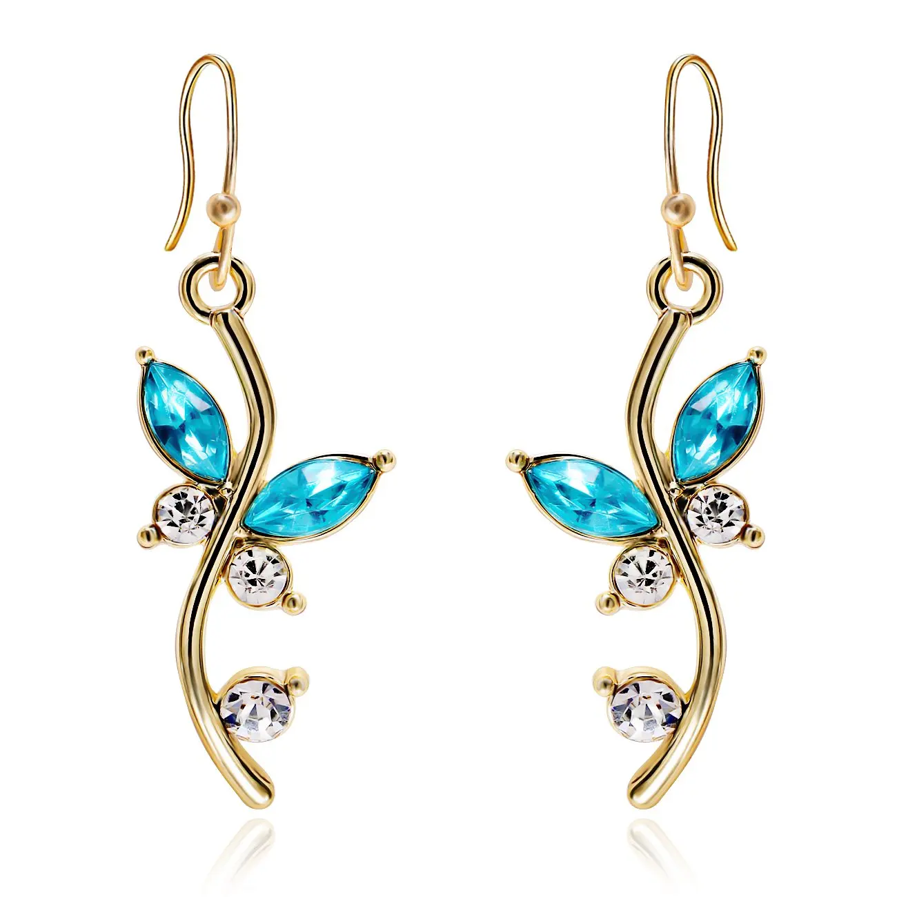 

Butterfly Flower Ear Jacket Modern Dangle Earring (Gold)