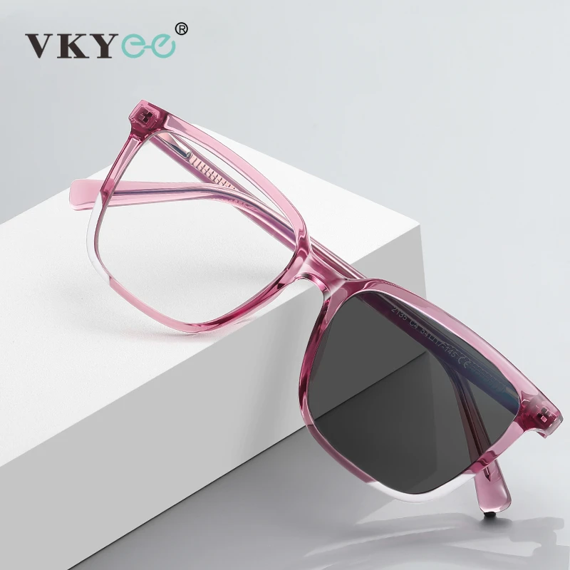 VKYEE Simple Square Large Frame Fashion Design Women's Eyewear Anti-Blue Light Customizable Prescription Glasses Photochromic