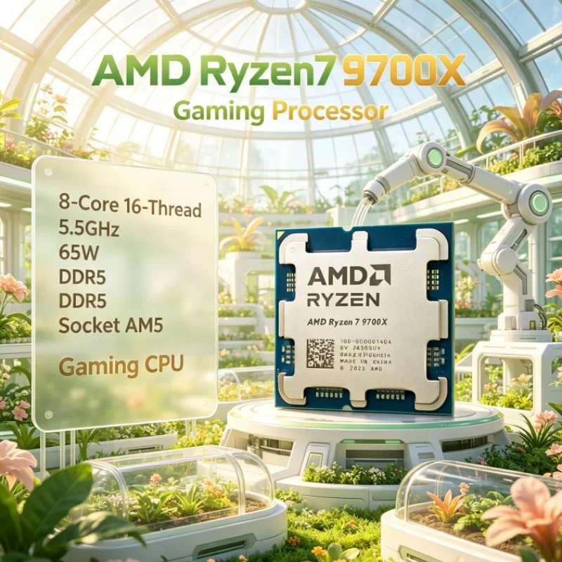 AMD Ryzen 7 9700X 8-Core 16-Thread Socket AM5 DDR5 PCIe 5.0 L3=32M Up to 5.5GHz 3.8GHz 65W without fan 4NM CPU for Gaming PC