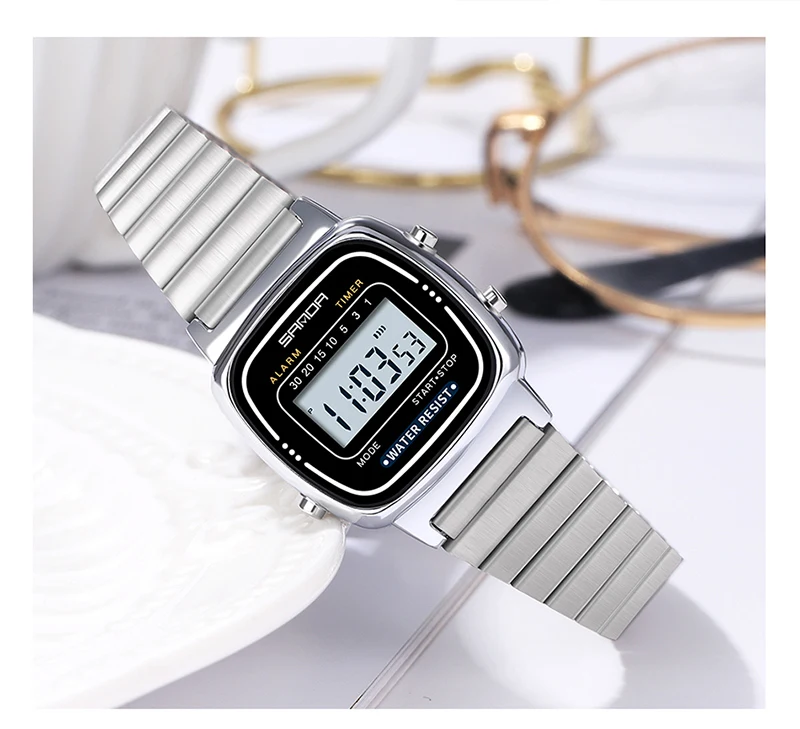 ساعة ساندا إلكترونية للفتيان والفتيات ، مقاومة للماء ، led ، رقمية ، ساعة توقيت ، صغيرة ، بسيطة ، للطلاب
